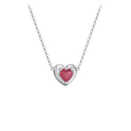 Puffy Heart Pendant with 1 Birthstone