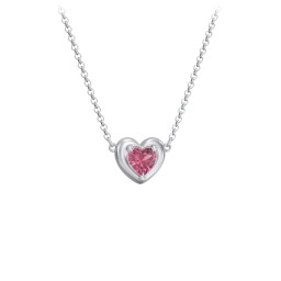 Puffy Heart Pendant with 1 Birthstone