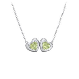 Puffy Heart Pendant with 2 Birthstones