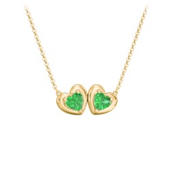 Puffy Heart Pendant with 2 Birthstones