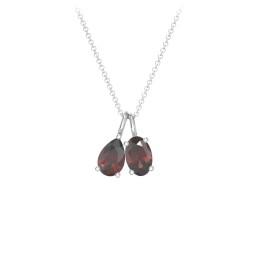 Toi et Moi Necklace Charms in 925 Sterling Silver with Garnet