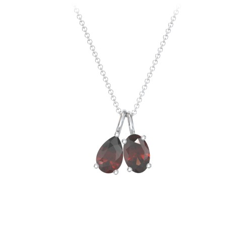 Toi et Moi Necklace Charms – Sterling Silver with Garnet