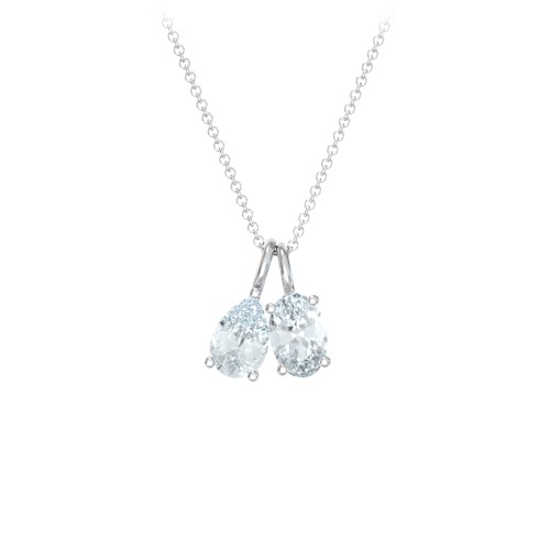 Toi et Moi Necklace Charms – Sterling Silver with Aquamarine