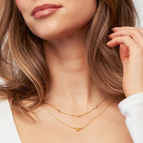 Bezel-Set Round Stone Station Necklace