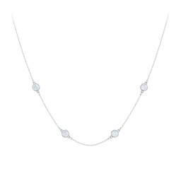 Bezel-Set Round Stone Station Necklace in 925 Sterling Silver with Aquamarine, Blue Topaz, and Smokey Quartz