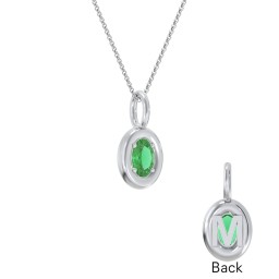 Oval Frame Stone Necklace With Back Initial