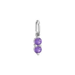 2 Gemstone Vertical Charm in 925 Sterling Silver with Amethyst
