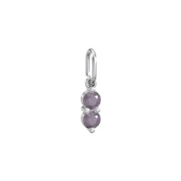 2 Gemstone Vertical Charm in 925 Sterling Silver with Alexandrite