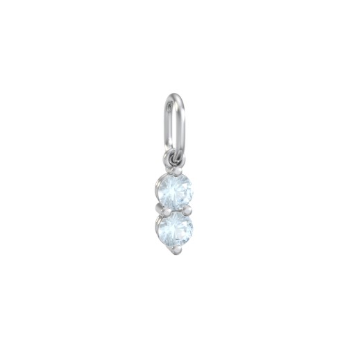 2 Gemstone Vertical Charm – Sterling Silver with Aquamarine