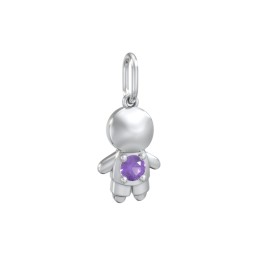 Little Boy Charm with Gemstone in 925 Sterling Silver with Amethyst