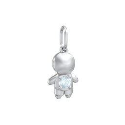 Little Boy Charm with Gemstone in 925 Sterling Silver with Aquamarine