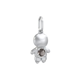 Little Boy Charm with Gemstone in 925 Sterling Silver with Smokey Quartz