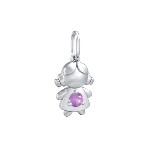 Little Girl Charm with Gemstone – Sterling Silver with Amethyst