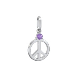 Peace Charm with Gemstone in 925 Sterling Silver with Amethyst