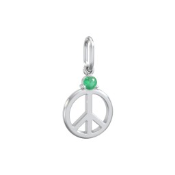 Peace Charm with Gemstone in 925 Sterling Silver with Emerald