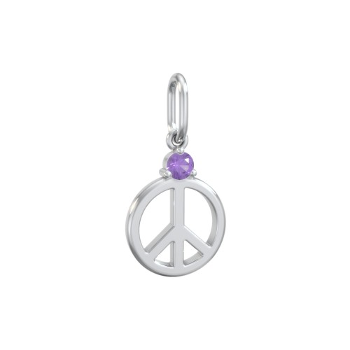Peace Charm with Gemstone – Sterling Silver with Amethyst