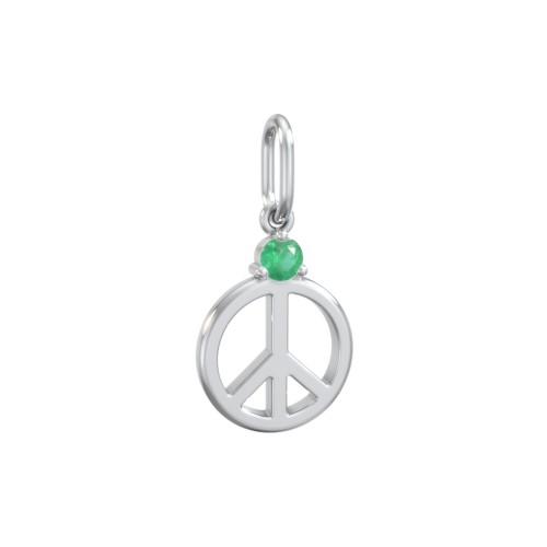 Peace Charm with Gemstone – Sterling Silver with Emerald