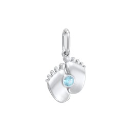 Baby Feet Gemstone Charm in 925 Sterling Silver with Blue Topaz