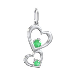 Tilted Hearts Charm with Gemstones