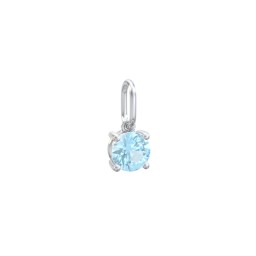 Round Gemstone Charm in 925 Sterling Silver with Blue Topaz