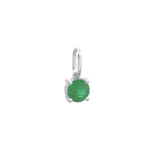 Round Gemstone Charm – Sterling Silver with Emerald