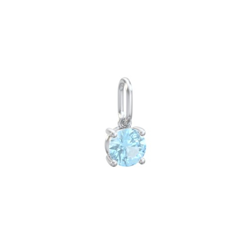 Round Gemstone Charm – Sterling Silver with Blue Topaz