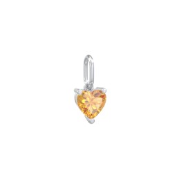 Heart Gemstone Charm in 925 Sterling Silver with Citrine