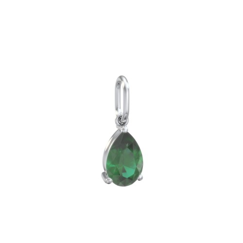 Pear Gemstone Charm – Sterling Silver with Emerald