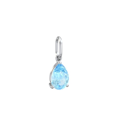 Pear Gemstone Charm – Sterling Silver with Blue Topaz