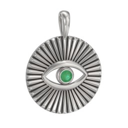 Men's Evil Eye Disc Pendant with Gemstone