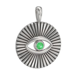 Men's Evil Eye Disc Pendant with Gemstone