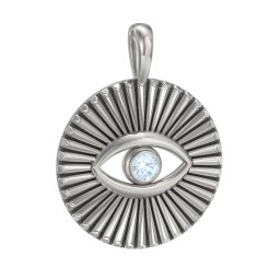 Men's Evil Eye Disc Pendant with Gemstone