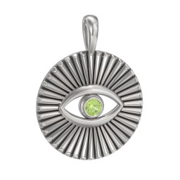 Men's Evil Eye Disc Pendant with Gemstone