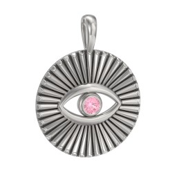 Men's Evil Eye Disc Pendant with Gemstone