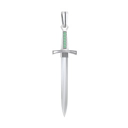 Men's Engravable Sword Pendant with Accent Stones