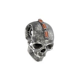 Men's Skull Pendant with Baguette Gemstone Mohawk in 925 Sterling Silver with Garnet
