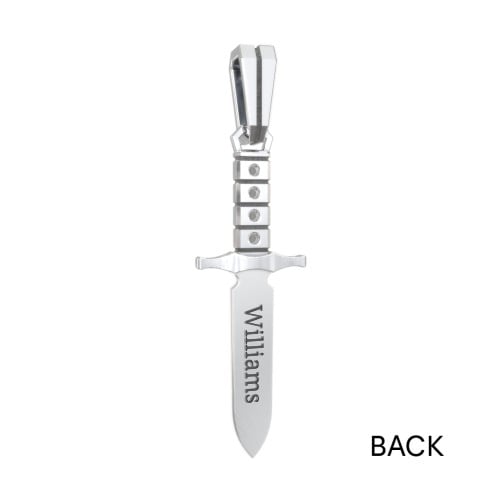 Men's Engravable Dagger Pendant with Gemstones