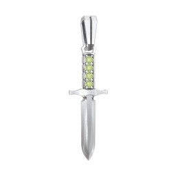 Men's Engravable Dagger Pendant with Gemstones in 925 Sterling Silver with Peridot