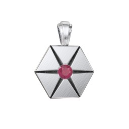 Men's Engravable Starburst Hexagon Pendant with Gemstone