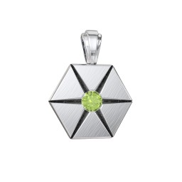 Men's Engravable Starburst Hexagon Pendant with Gemstone