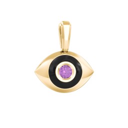 Men's Engravable Evil Eye Gemstone Pendant with Cold Enamel