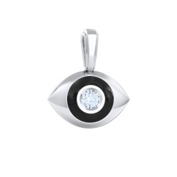 Men's Engravable Evil Eye Gemstone Pendant with Cold Enamel in 925 Sterling Silver with Aquamarine