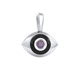 Men's Engravable Evil Eye Gemstone Pendant with Cold Enamel in 925 Sterling Silver with Alexandrite