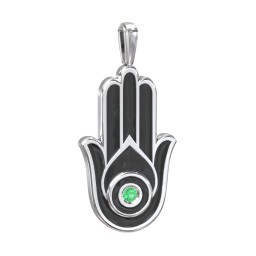 Men's Engravable Hamsa Gemstone Pendant with Cold Enamel