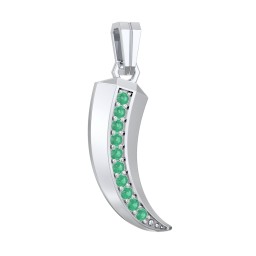 Men's Engravable Claw Pendant with Gemstones in 925 Sterling Silver with Emerald