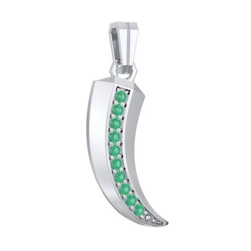 Men's Engravable Claw Pendant with Gemstones – Sterling Silver with Emerald