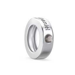 Engravable Ring Charm with a Birthstone in 925 Sterling Silver with Smokey Quartz