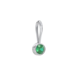 Bezel-Set Round Cut Charm (Dainty) in 925 Sterling Silver with Emerald