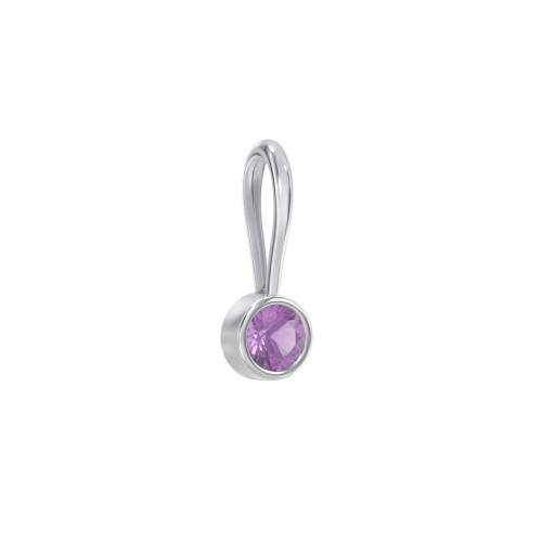 Bezel-Set Round Cut Charm (Dainty) – Sterling Silver with Amethyst