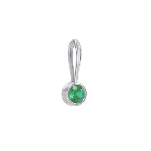 Bezel-Set Round Cut Charm (Dainty) – Sterling Silver with Emerald